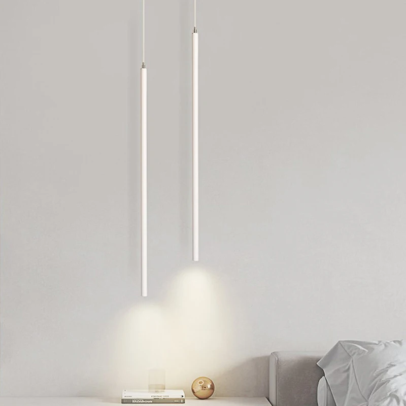 Modern Minimalist Slim Black 50cm 60cm Restaurant Bar Lighting Nordic Minimalist White Led Bedside Decorative Pendent Lamp