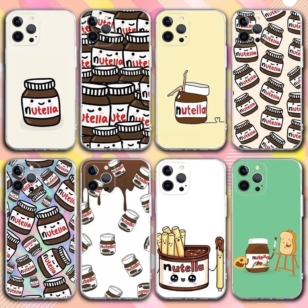 

N-Nutella Cute Chocolate Phone Case For iPhone 17,16,15,14,13,12,11 Pro,Max,Plus,X,XS,XR,SE4,E Mini Transparent Soft Cover