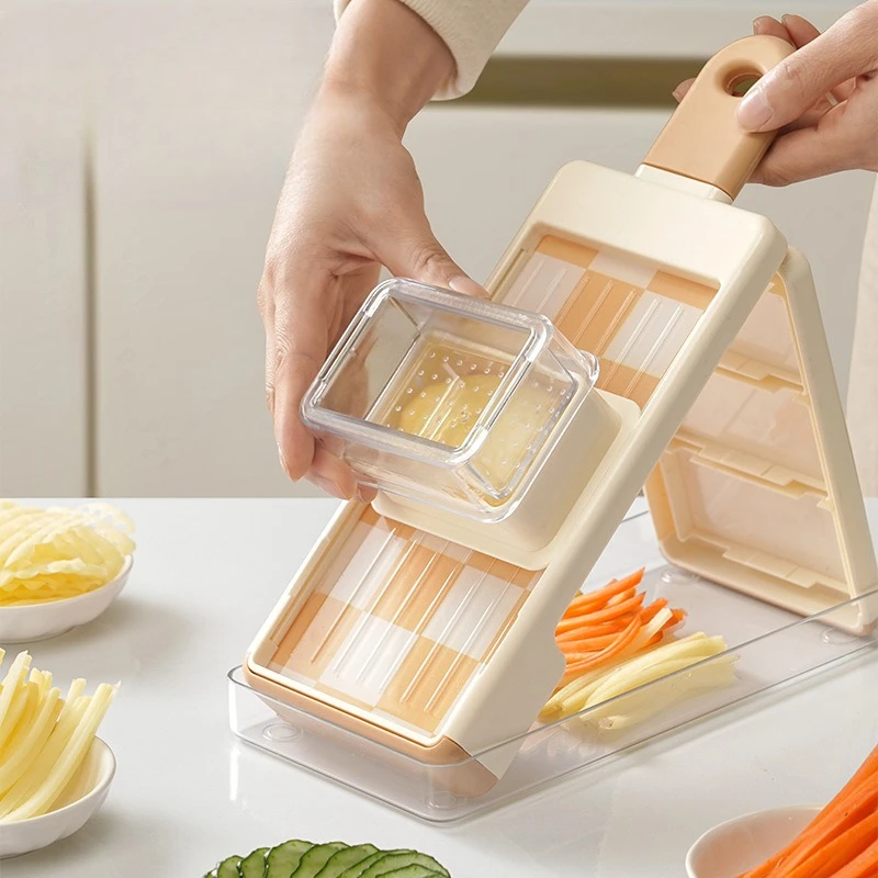 Safe Adjustable Vegetable Food Chopper Potato Fries Cutter, Detachable Blade, Kitchen Chopping Artifact,Bring A Vegetable Box