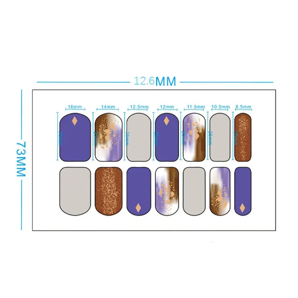 Simples Semi Curado Gel Nail Adesivos, Wraps completos, Brilhante Nail Art, DIY Nail Art Making, 1 folha, 14pcs