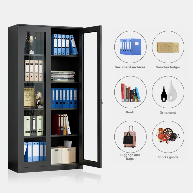 Black Steel Vertical File Cabinet with Lock and Anti-Tilt for Office Lockable Black Metal Vertical Filing Cabinet