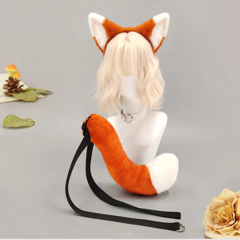 ที่คาดผมหางสัตว์คอสเพลย์อะนิเมะฟ็อกซ์ ชุดเต็ม ขนสัตว์เทียม หูสัตว์ ที่คาดผม หางสัตว์ สำหรับงานคาร์นิวัล ปาร์ตี้ แต่งกายบนเวที อุปกรณ์ประกอบฉาก