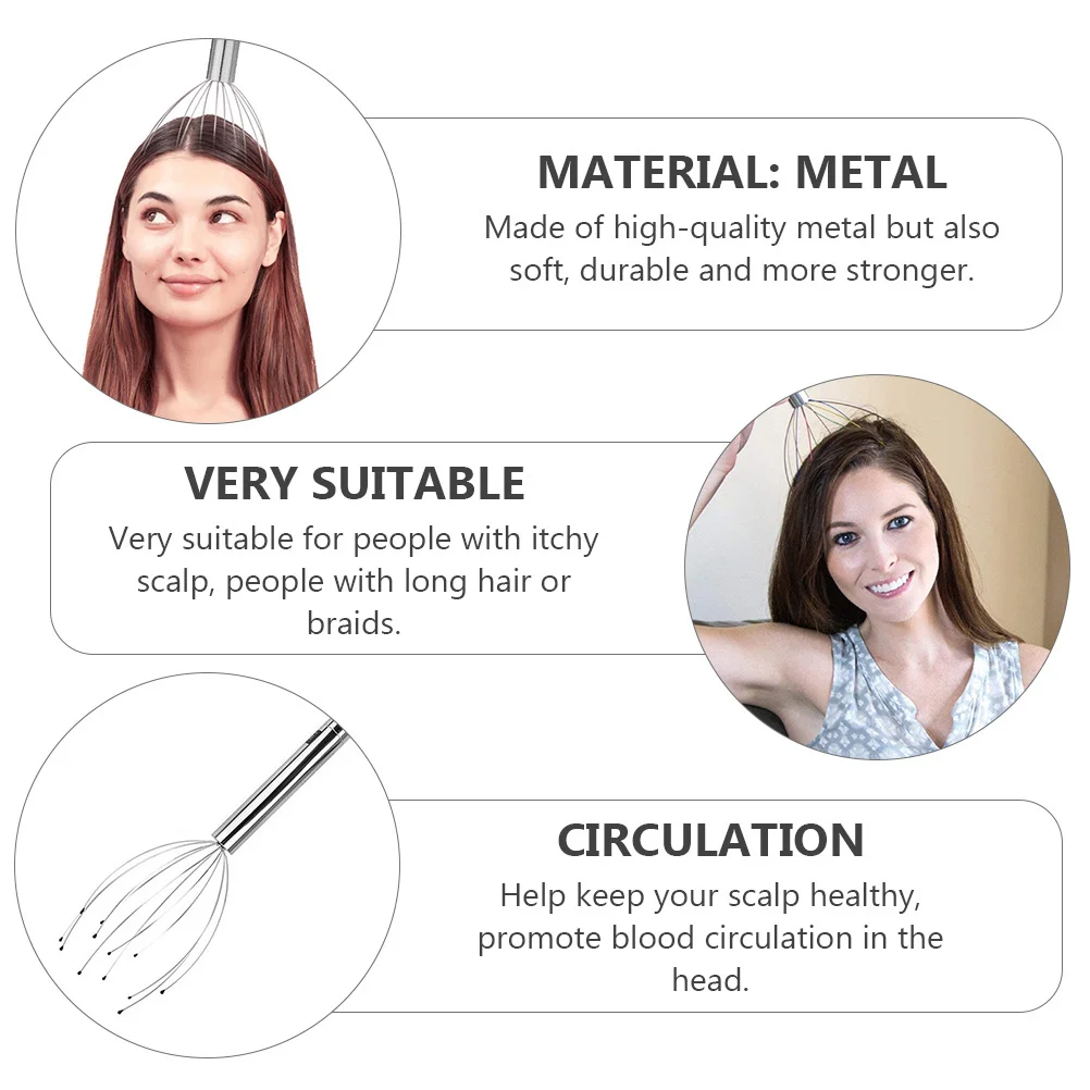 

1 шт., инструмент-массажер, металлический скребок для головы, зудящий кожу головы, глубокий массаж для длинных волос, косички, ручной массажер для кожи головы для женщин и мужчин