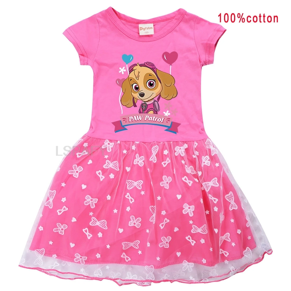 Robe d'été en coton pour filles de 2 à 8 ans, motif dessin animé PAW PATROL, en maille, robes de princesse pour fête, vêtements d'anniversaire