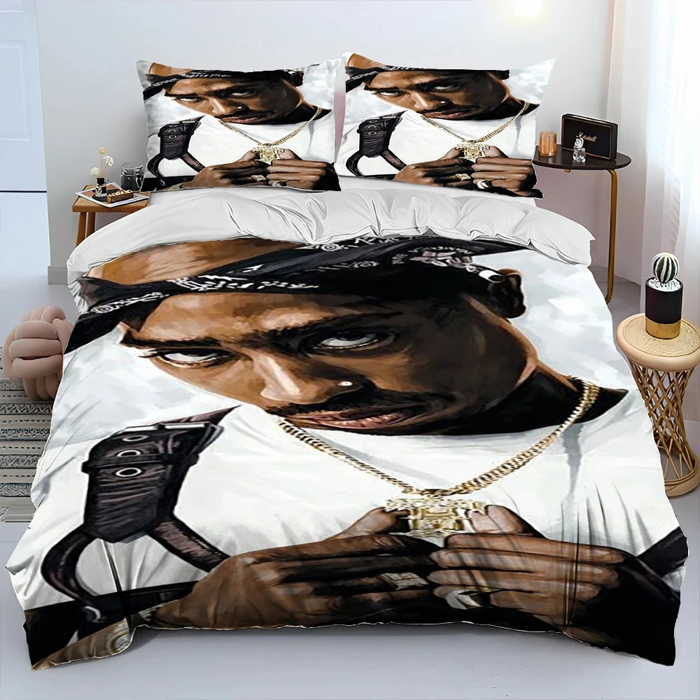 Imagem -03 - Hip Hop Art Rapper Bedding Conjunto para Meninos Capa de Edredão Cama Colcha Fronha Consolador Rei Queen Size Legend Star Adulto