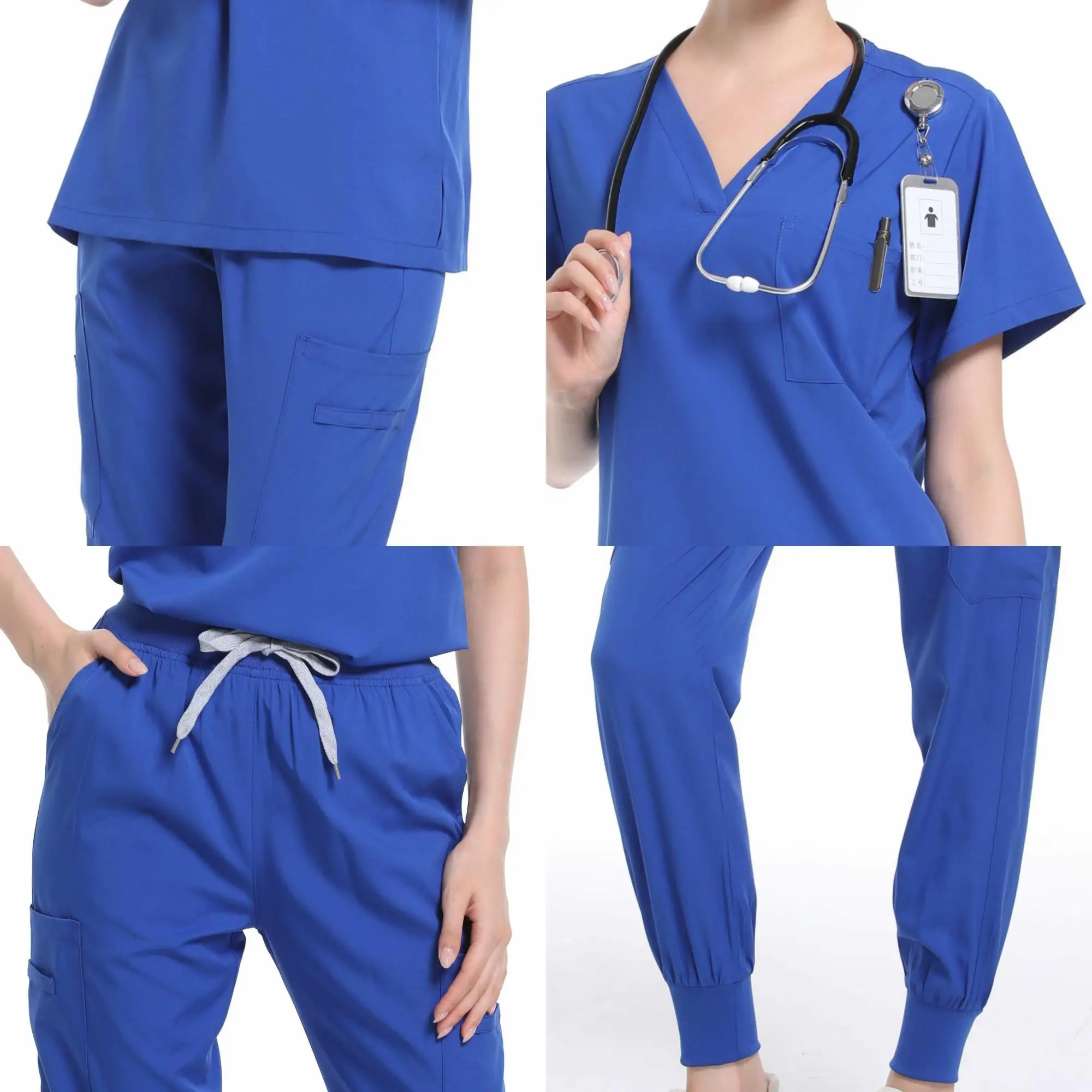 Damen Peelings Set medizinische T-Shirt Apotheke Frauen modische Pflege Peeling Overalls Schönheits salon Shirt Krankens ch wester Uniform für Krankenhaus