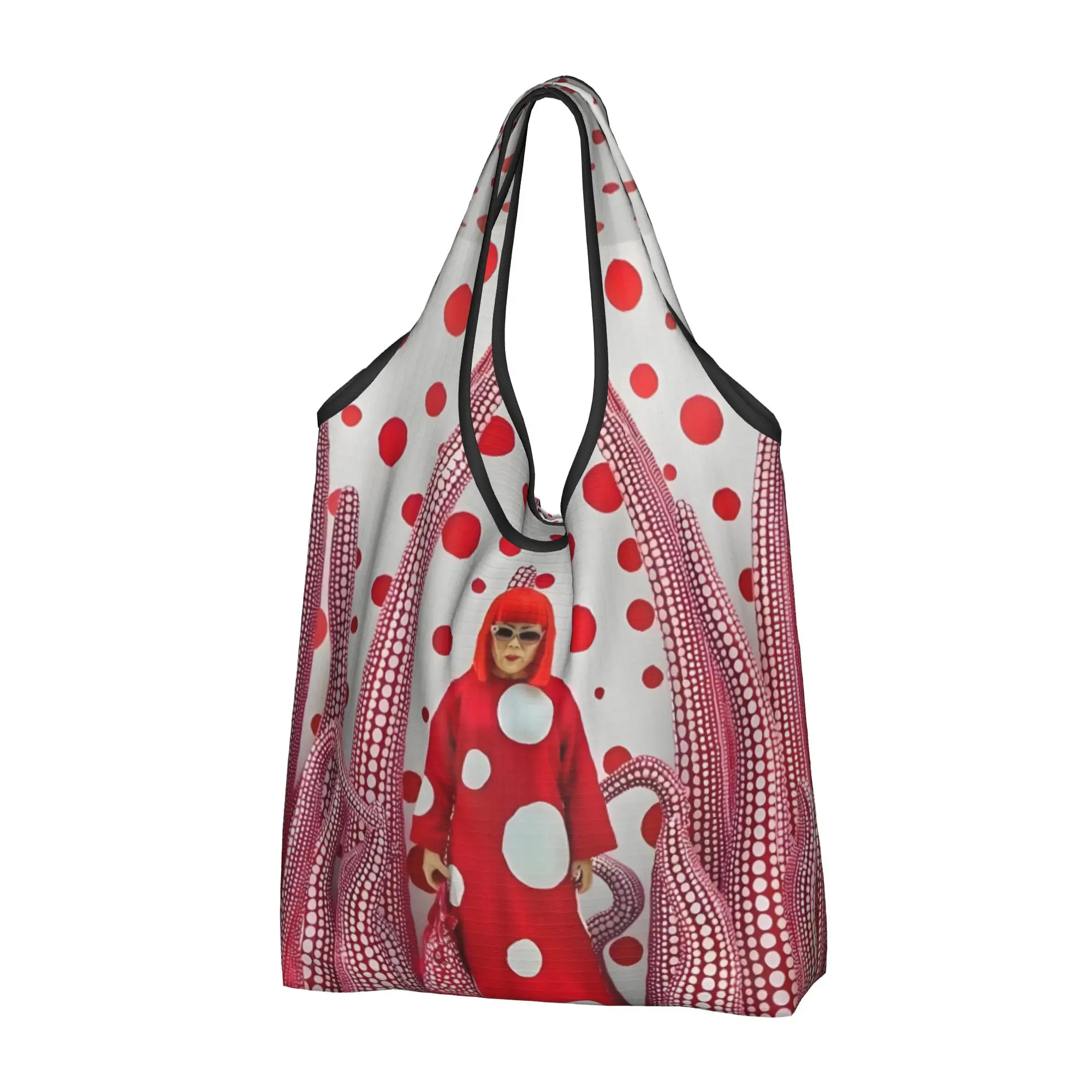 Yayoi Kusama Abstract Painting  Grocery Shopping Tote Bag Women Kawaii  Shopper Shoulder Bag Large Capacity Handbags