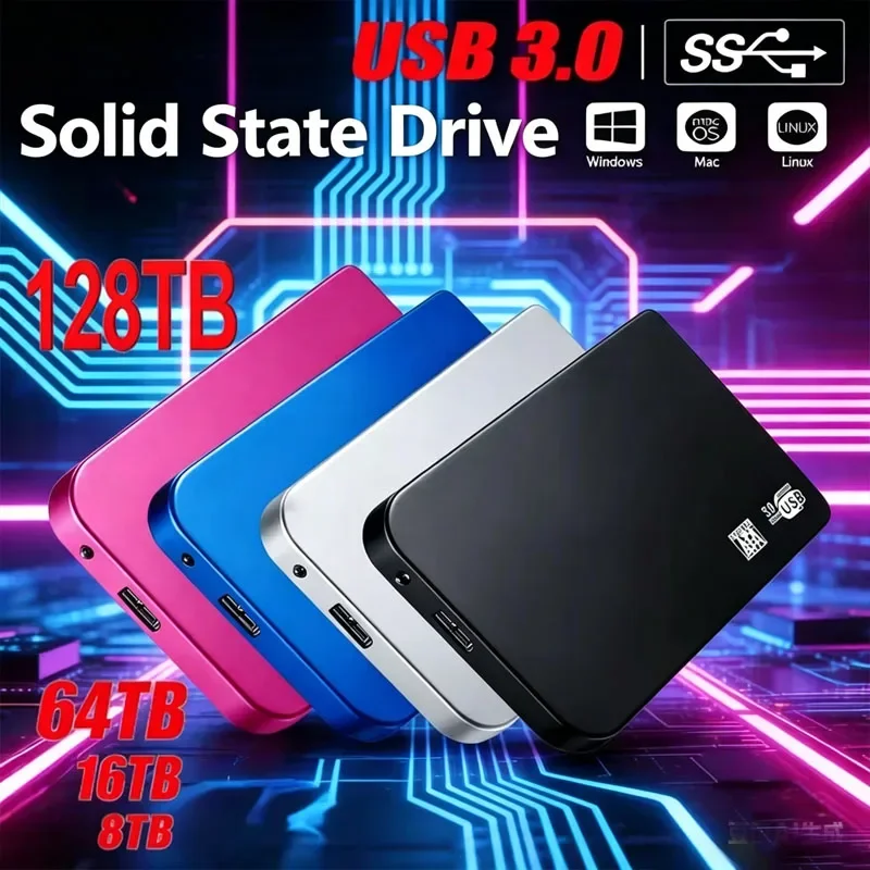 High-speed SSD 128TB USB 3.0 Enclosure Mobile Hard Drive Cases for SSD External Storage HDD Box With USB3.0 Cable ABS
