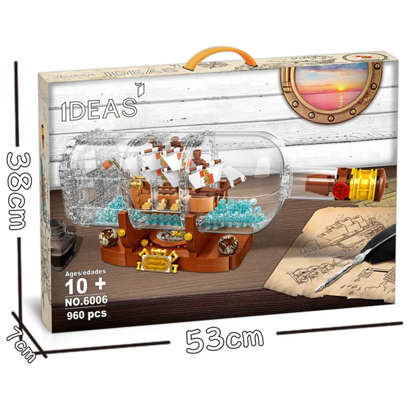 

21313 Ship In A Bottle Drifting Boats Building Blocks Lepinblocks Children's Playmobil Interesting Educational Kid Toys Gifts