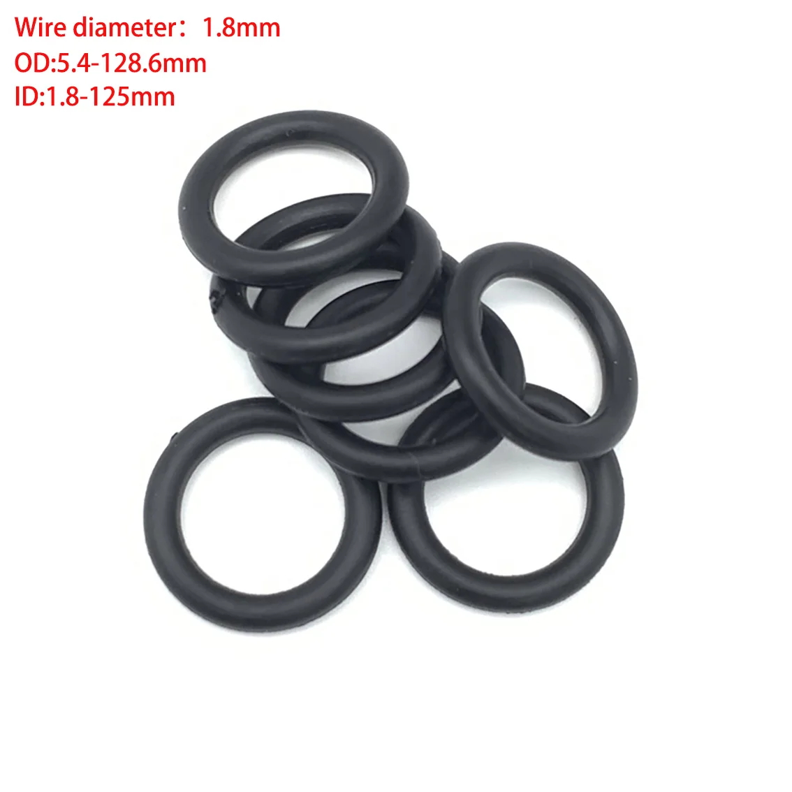 O-Type Ring Seal Gasket Thickness CS 1.8mm ID 1.8~125mm EPDM Rubber Insulated Waterproof Washer Round Shape Nontoxic Black