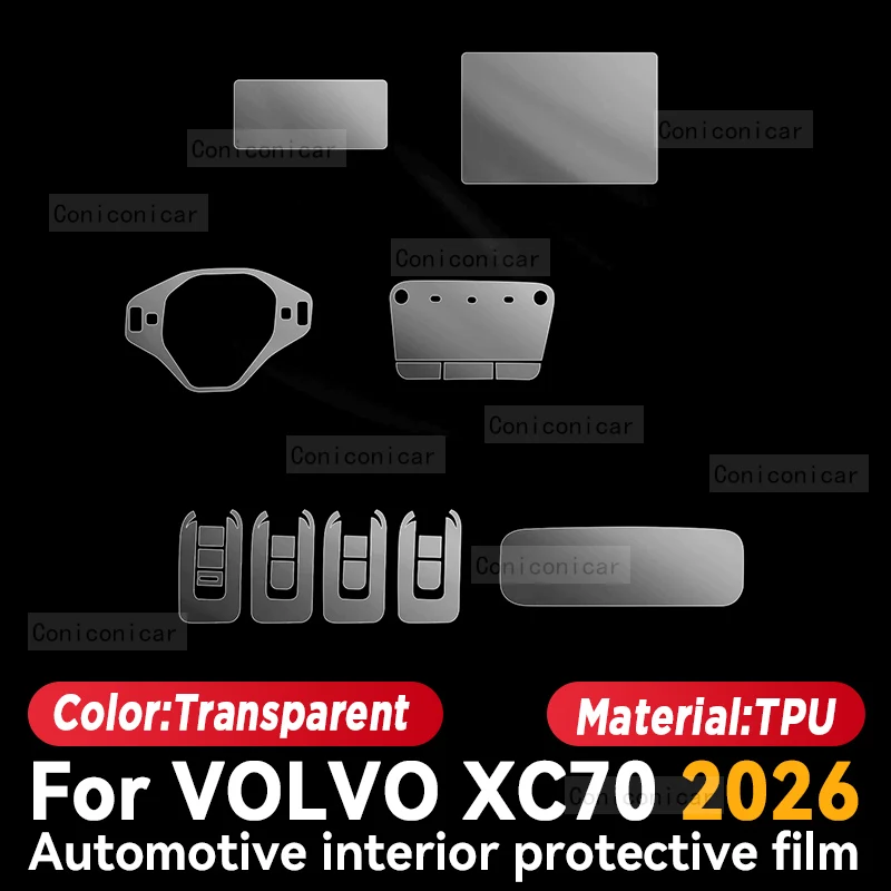 

For VOLVO XC70 2026 TPU Transparent Protect Film Interior Sticker Center Console Navigator Gear Panel Car Accessories