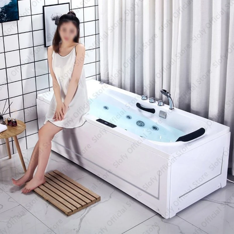 Acrylic Bathtub for Apartment/Family, Multifunctional Bathtub Dual-side Skirt Left Skirt , Bathroom Furniture with Accessories