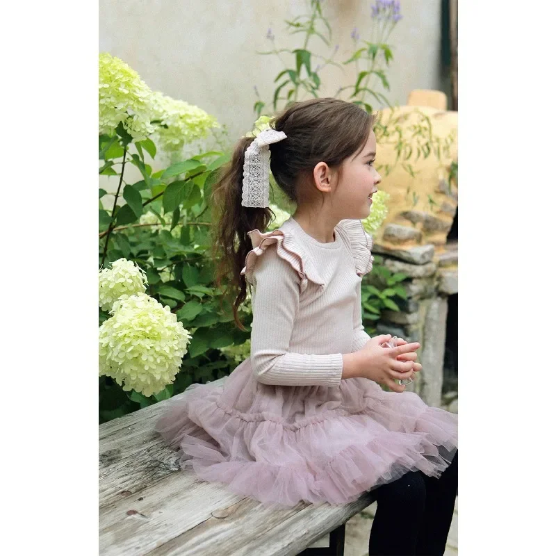 2023 Autumn New Korean  Girls Classic Long Sleeve Casual Simple Soft Sweet  Girls Undershirt Children Solid Color T Shirt