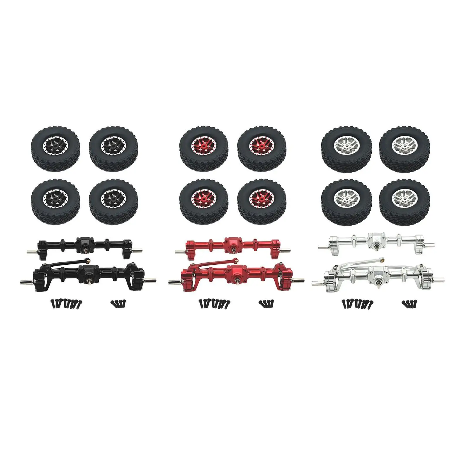 

1/12 Front and Rear Axle Set Upgrade Parts Upgrade Part with Tire Clamp Wheels RC Car Axles for D90 MN78 99S D96 DIY Accessories