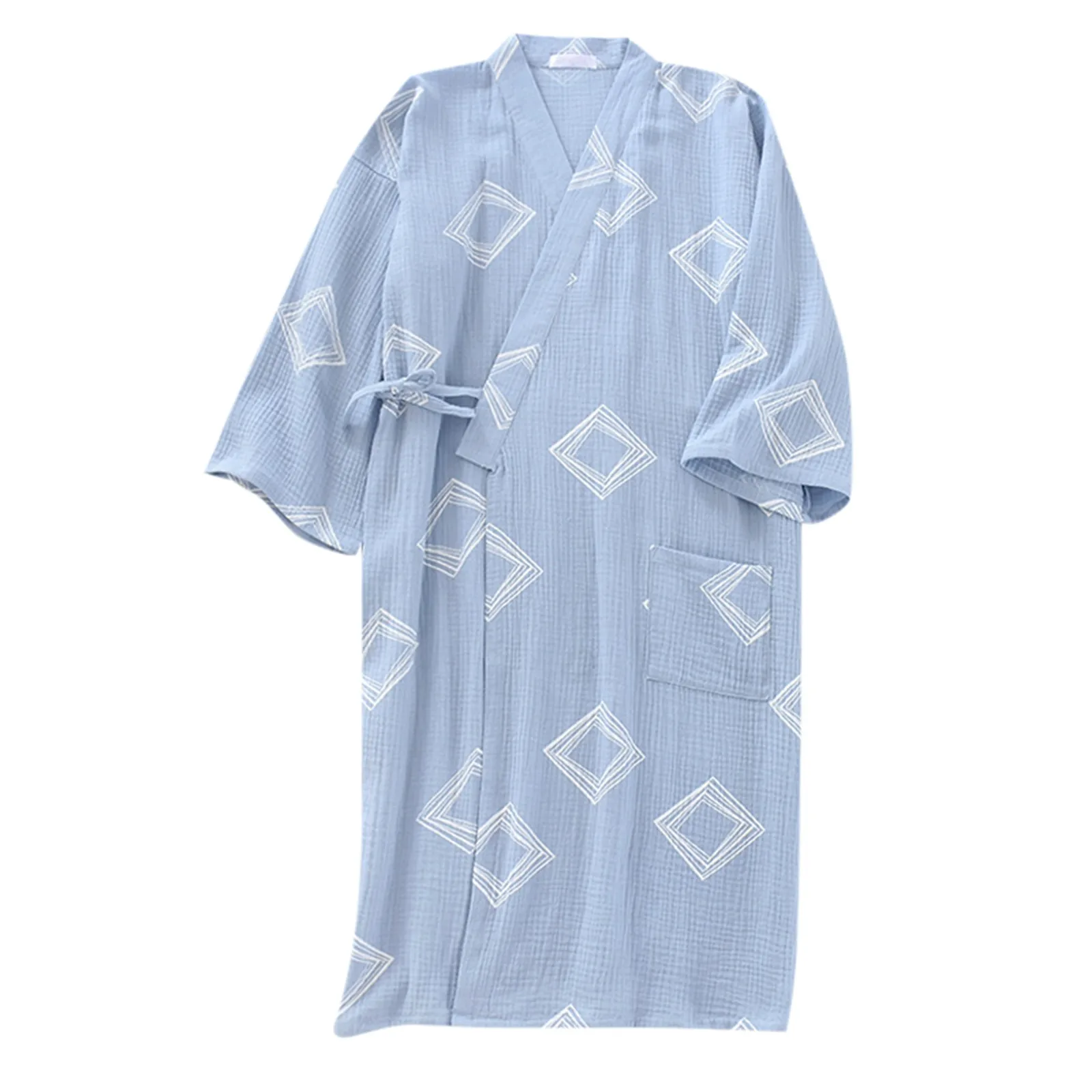 Pijamas de verano para hombre, bata tipo Kimono japonés, albornoz con estampado de tiras de algodón puro, ropa de casa para hombre, abrigo de dormir de otoño, 2024