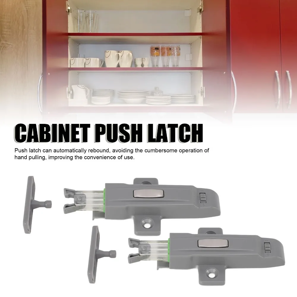 2Pcs Hidden ABS Cabinet Door Push Latch Collision Resistant Soft Close Touch Catch Closure Self Locking Device RV Closet