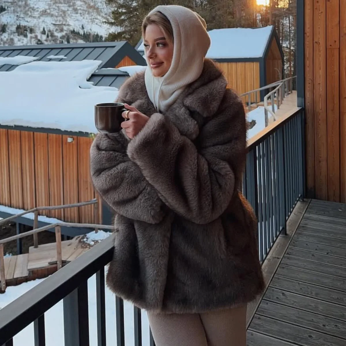 

BJTZ Women’s Luxury Thickened Padded Faux Fur Coat Winter Warm Outerwear Jacket Heavy Thermal