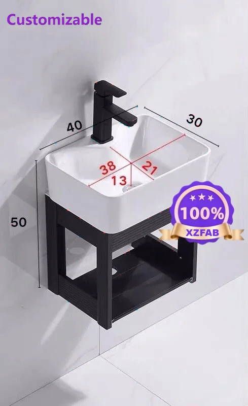 Factory Direct 2026 Nordic ceramic wash basin household wall-mounted washbasin cabinet combination small apartment bathroom view 6