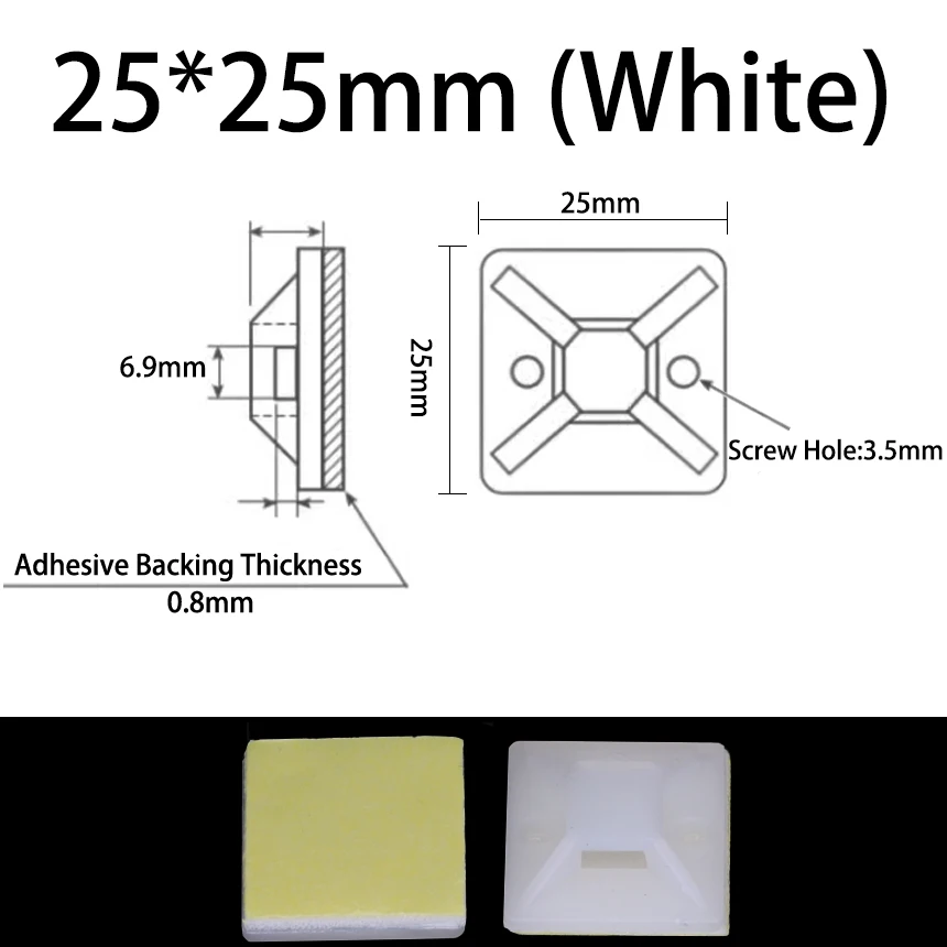 Variant: 50Pcs 25x25mm White