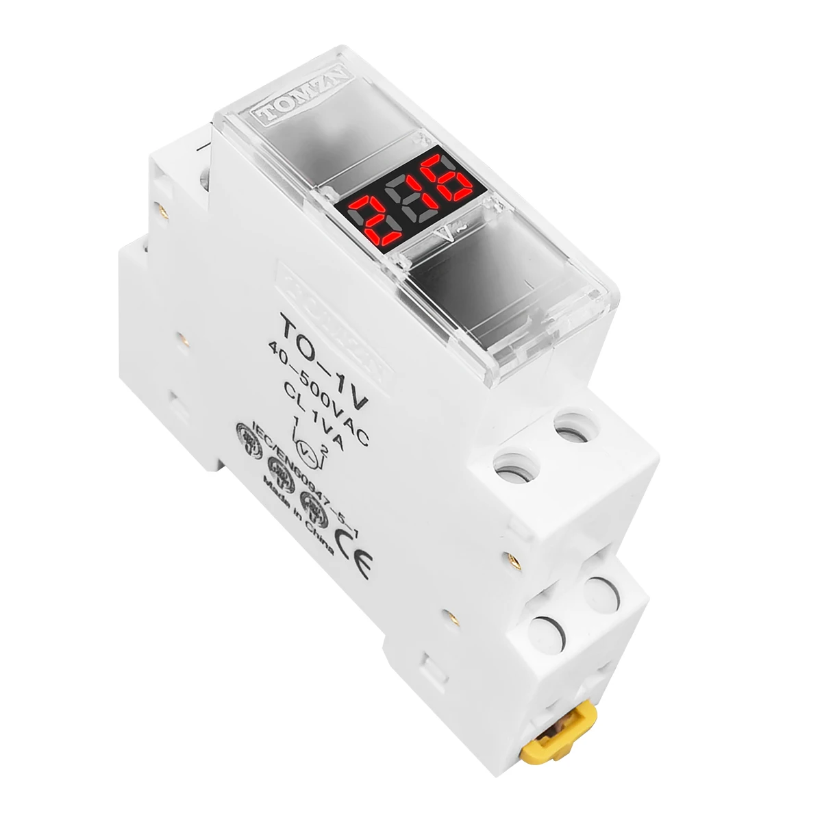 Din Rail Single Phase Voltage Meter Ac 40-500V Mini Modular Voltmeter Gauge Indicator LED Digital Display 110V 230V TOMZN