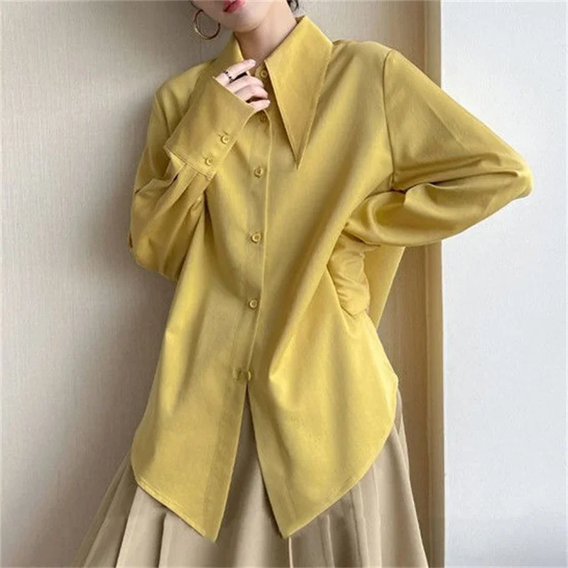 

Woman Spring Autumn Style Blouses Shirts Lady Casual Long Sleeve Peter Pan Collar Blusas Tops DF4848