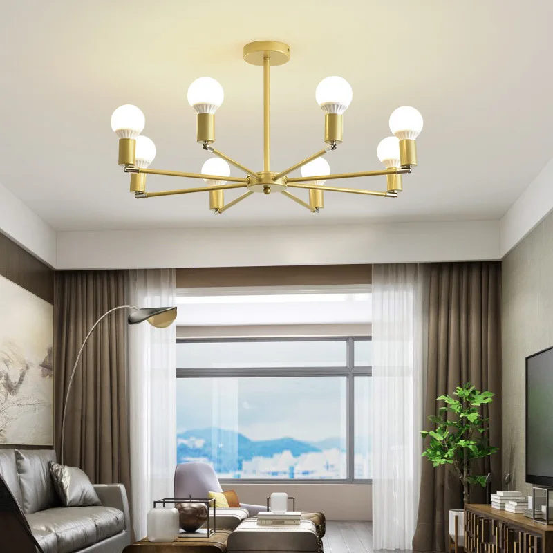 Imagem -02 - American Vintage Chandelier For Clothing Store And Dining Room Creative Lamp Iron Ceiling Light Direção Ajustável Ouro Preto Cabeça