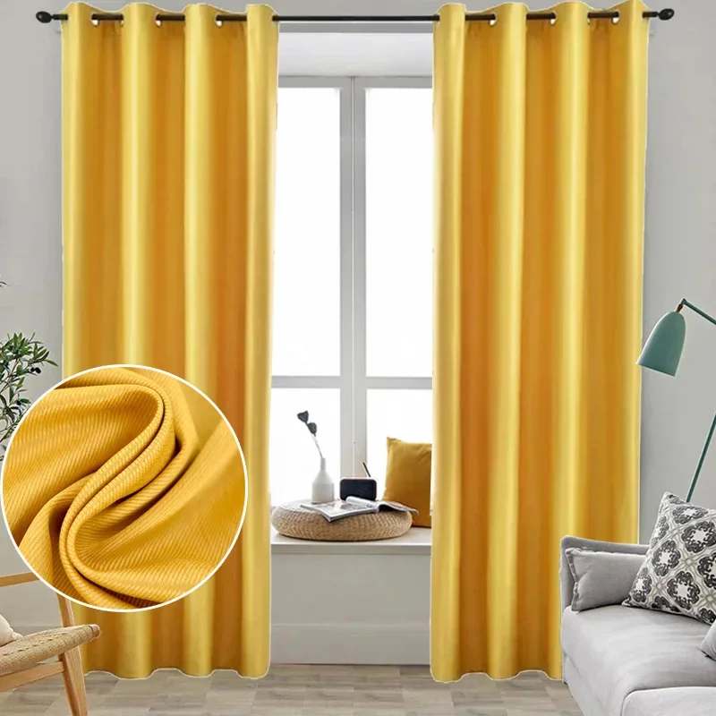 Modern Yellow Blackout Curtain For Living Room Thick Sheer Curtain Bedroom Window Blinds Drape Sunscreen Custom Made X-ZH455#20