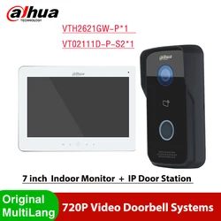 Dahua Wired Video Intercom Systems Door Phone VTO2111D-P-S2 Station & 7 Inch Touch Screen Indoor Monitor Doorbell VTH2621GW-P