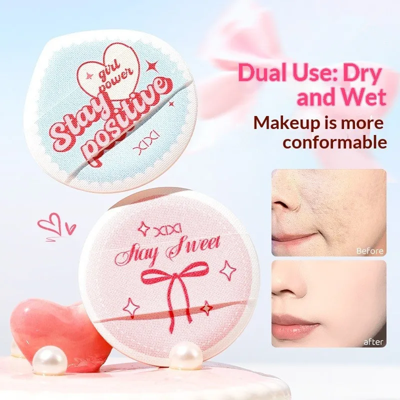 2Pcs Water-Drop & Round Makeup Sponge Set, Dry/Wet Dual-Use Air Cushion Puff, Soft Cosmetic Blending for Liquid Foundation