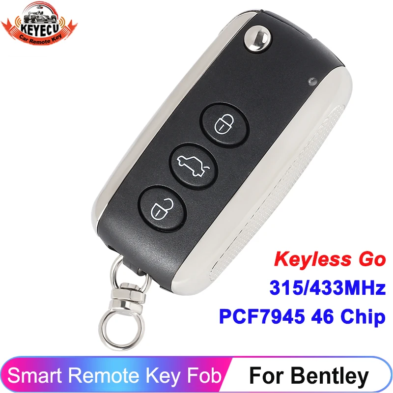 

KEYECU 3/4 кнопки вход без ключа для Bentley Continental GT GTC Flying Spur KR55WK45032 Smart 315 МГц 433 МГц ID46 чип-ключ дистанционного управления