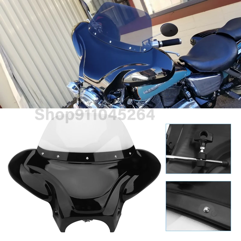 Motorcycle Universal Retro Windshield Outer Batwing Windscreen Fairing Cowl For Harley Touring Sportster Honda Yamaha Vulcan