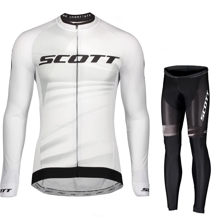 SCOTT Bicycles Long Cycling Bib Set Men Bicycle Clothing Sleeve Jersey Autumn Men\'s Wear Suit Man Shorts Distance Bike Pants Mtb