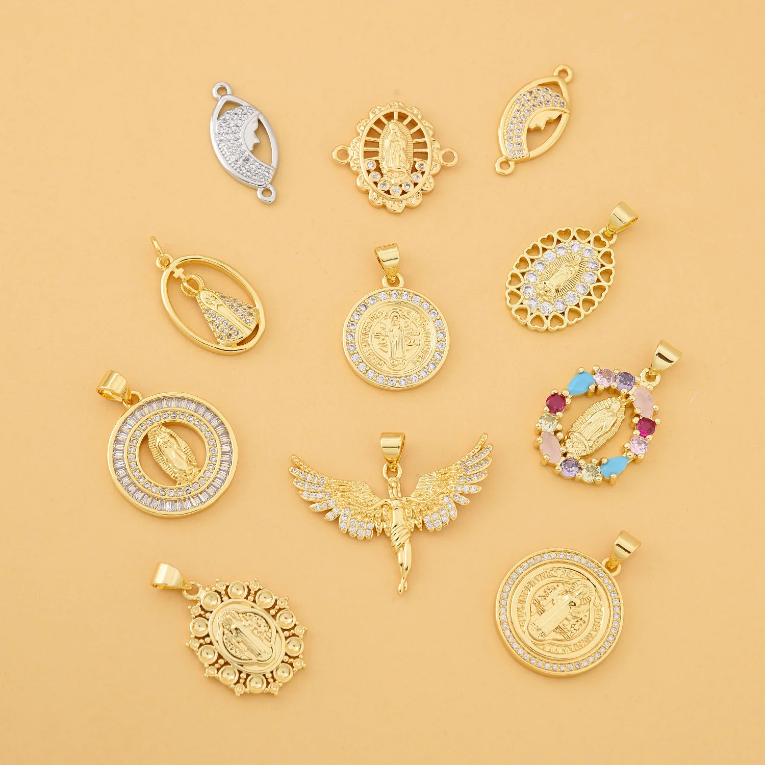 

5 Pieces North American Copper Zircon Virgin Mary Pendant Hand Accessories DIY Pearl Necklace Jewelry Making Materials Wholesale