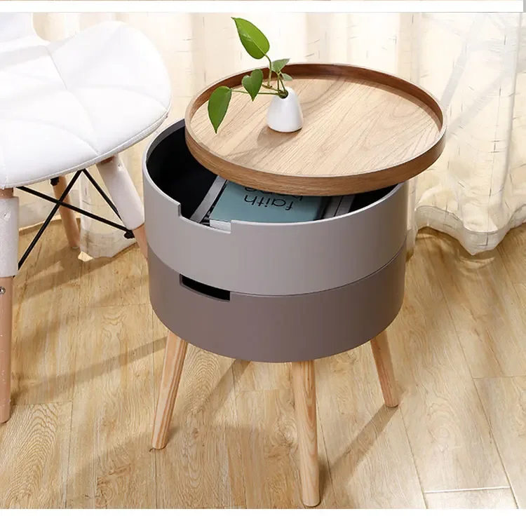 Multi-use Solid Wood Nordic Creative Coffee Table Simple Sofa Side Desk Corner Bed Round Tables Storage Box End Desks