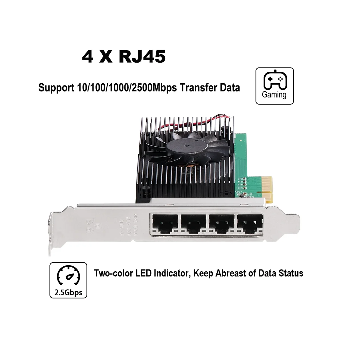 Imagem -06 - Placa Lan de Rede Ethernet Chips I225 Portas 2.5g Rj45 Pcie x4 Portas 100 m 1000m 2500mbp