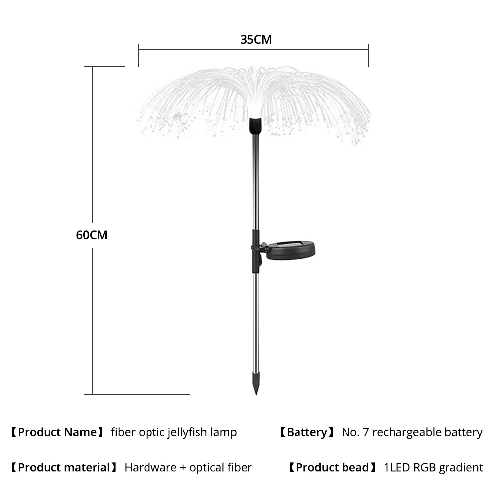 Lámpara Solar de medusas de fibra óptica para exteriores, luz LED decorativa de ambiente colorido, impermeable para jardín, Villa, área, patio, césped