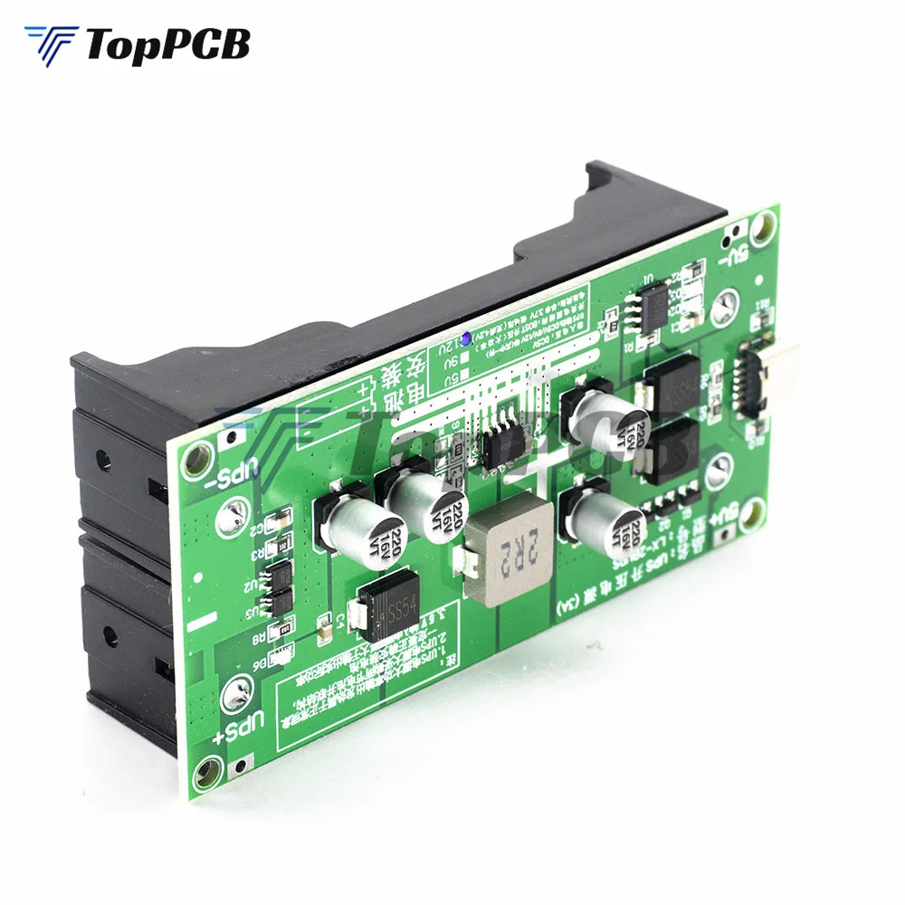 12V 9V 5V 2X18650 Lithium Battery UPS Standby Power Supply 15W 3A Type-C DC-DC Step Up Boost Converter Battery Charging Module