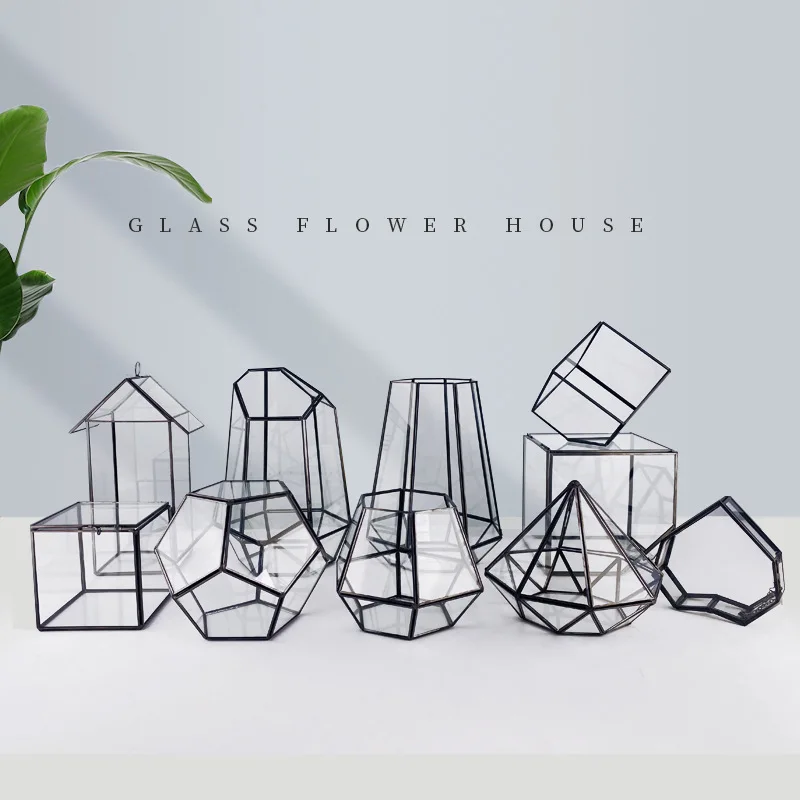 Geometric Creative Glass Ashtray European Glass Terrarium Succulent Planter Pot Decorative Gift Ornament