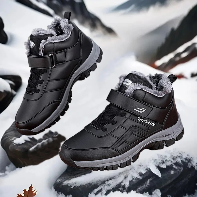 New Fashion Men Winter Snow Boots Women Warm Ankle Boots Non-slip Couple Winter Shoes Waterproof Unisex Plush Boots Size 36-48