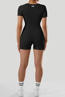 Women’s Yoga Short Sleeve Jumpsuits Slim Fit Stretch One Piece Playsuits Romper Basic Fitness  Sportswear For Women Yoga Clothes - Image 3
