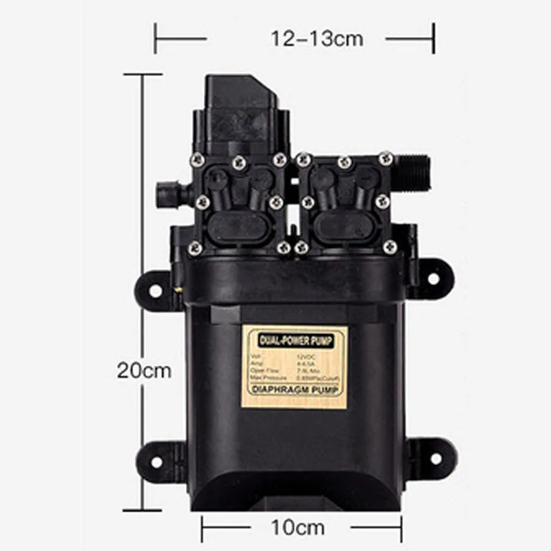 Powerful dual water pump DC 12V 120W high pressure self-priming diaphragm water pump with lawn automatic pressure switch