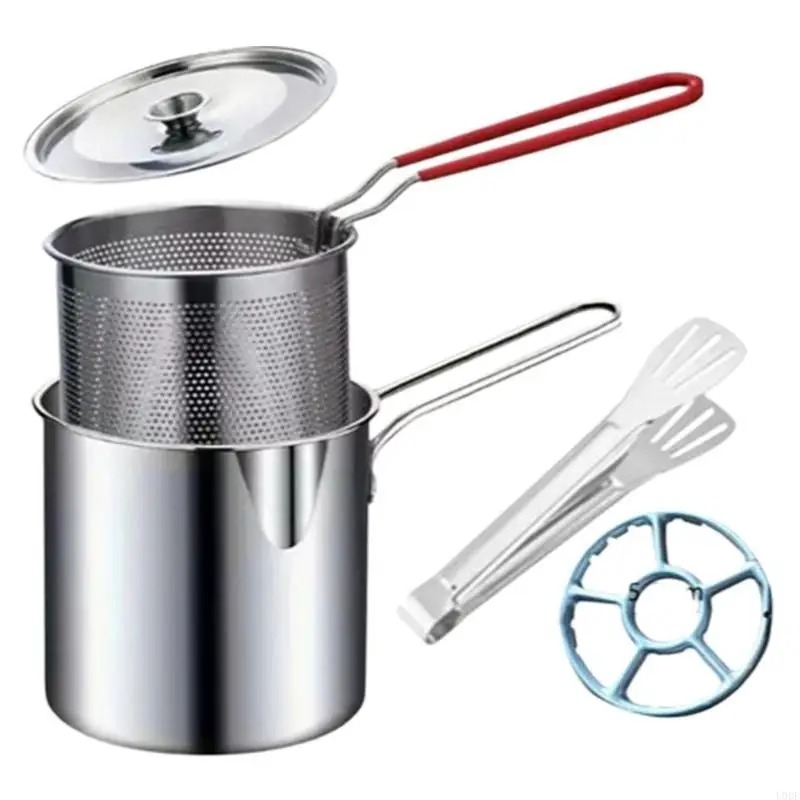   1.2L Stainless Steel Mini Oil Pot With Filter Mesh For Home Frying Kitchen Tool