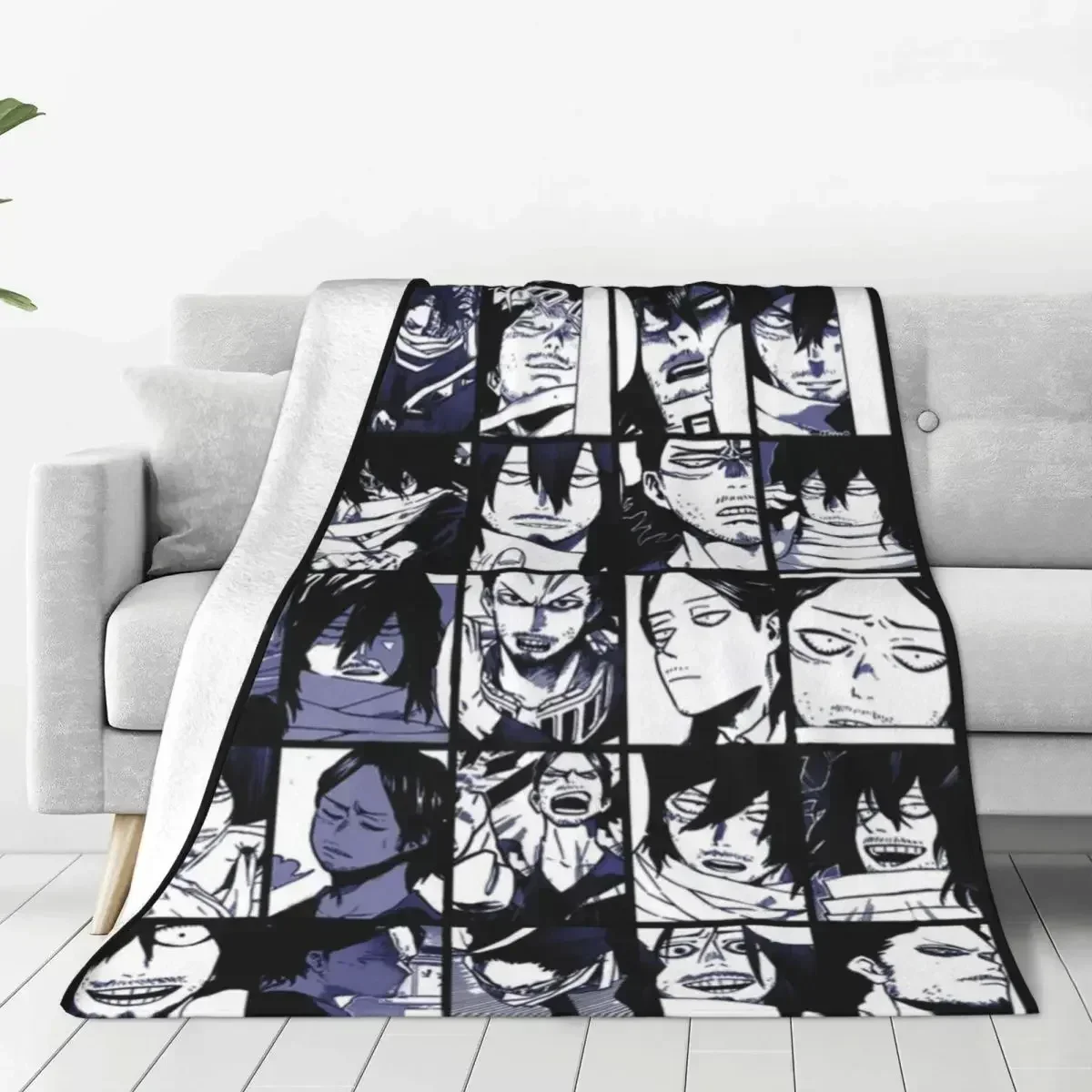 

Aizawa Shota Collage Blanket Fleece My Hero Academia Warm Throw Blankets for Car Sofa Couch Bedspread