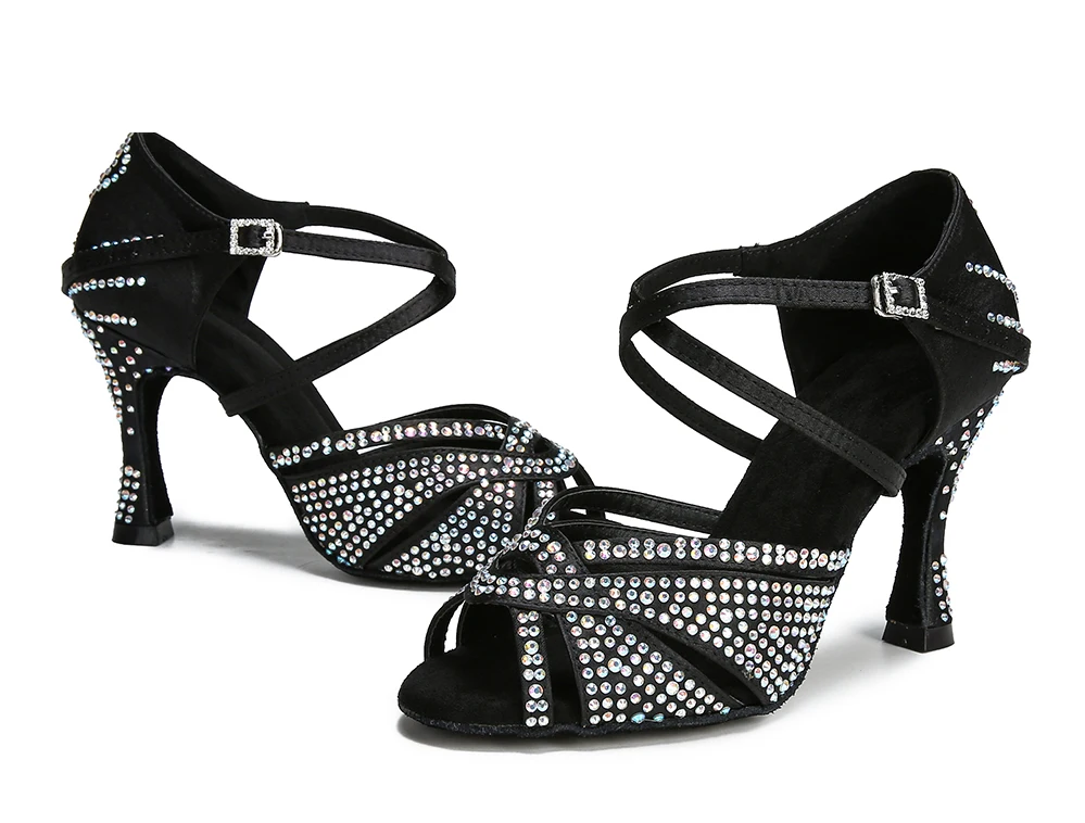 CINMIDY Strass-Latein-Tanzschuhe, Ballsaal-Tanzschuhe, Tango-Chacha-Salsa-Tanzschuhe, Partyschuhe, Weichsohlen-Hochzeitsschuhe – Detail 22