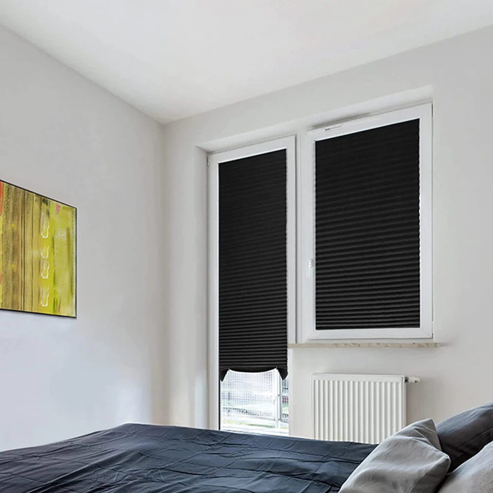 Shading Curtain Portable Roller Blinds Blackout Curtain Self-Adhesive Fully Blackout Curtains Black Cloth Home Office Decoration