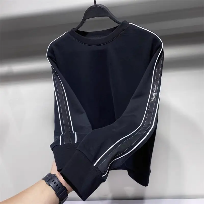 

Sweatshirts for Man Top Simple Black Men's Clothing Hoodieless Embroidered Pullover Normal F Harajuku Fashion Casual Trends 2024