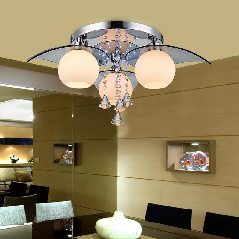 Modern K9 Crystal Colrful LED Light Chandelier Lamp Home Deco Glass Ball LED r Light Fixture Remoter Control