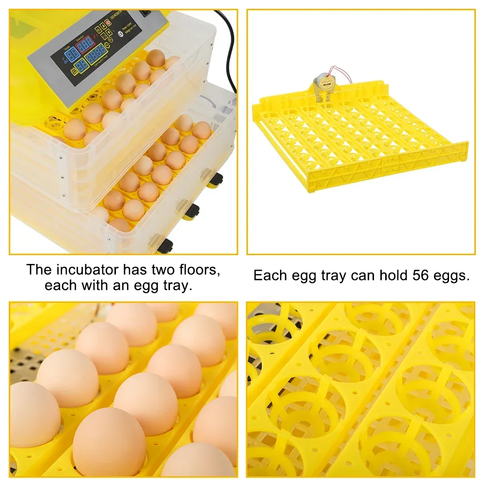 112 Eggs Incubator Brooder Bird Quail Incubator Chick Hatchery Incubator Poultry Hatcher Turner Automatic Farm Incubation Tools