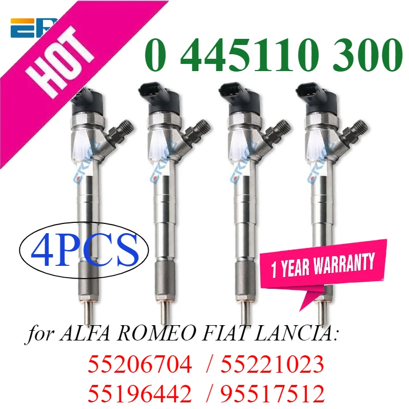 

4PC 0445110300 55196442 Diesel Fuel Injector 0 445 110 300 for ALFA ROMEO FIAT LANCIA 55206704 55221023 95517512