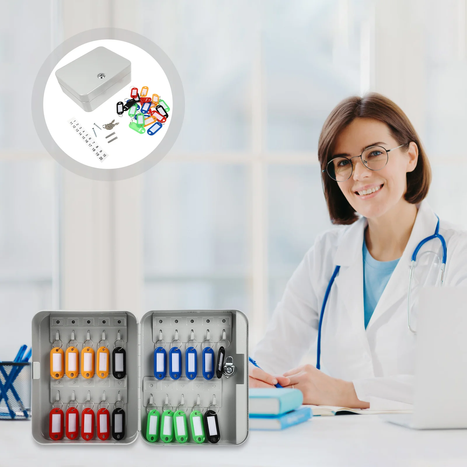 Key Storage Lock Box Wall Mount Key Cabinet with Multi Slot Organization for Business Home Security Solution